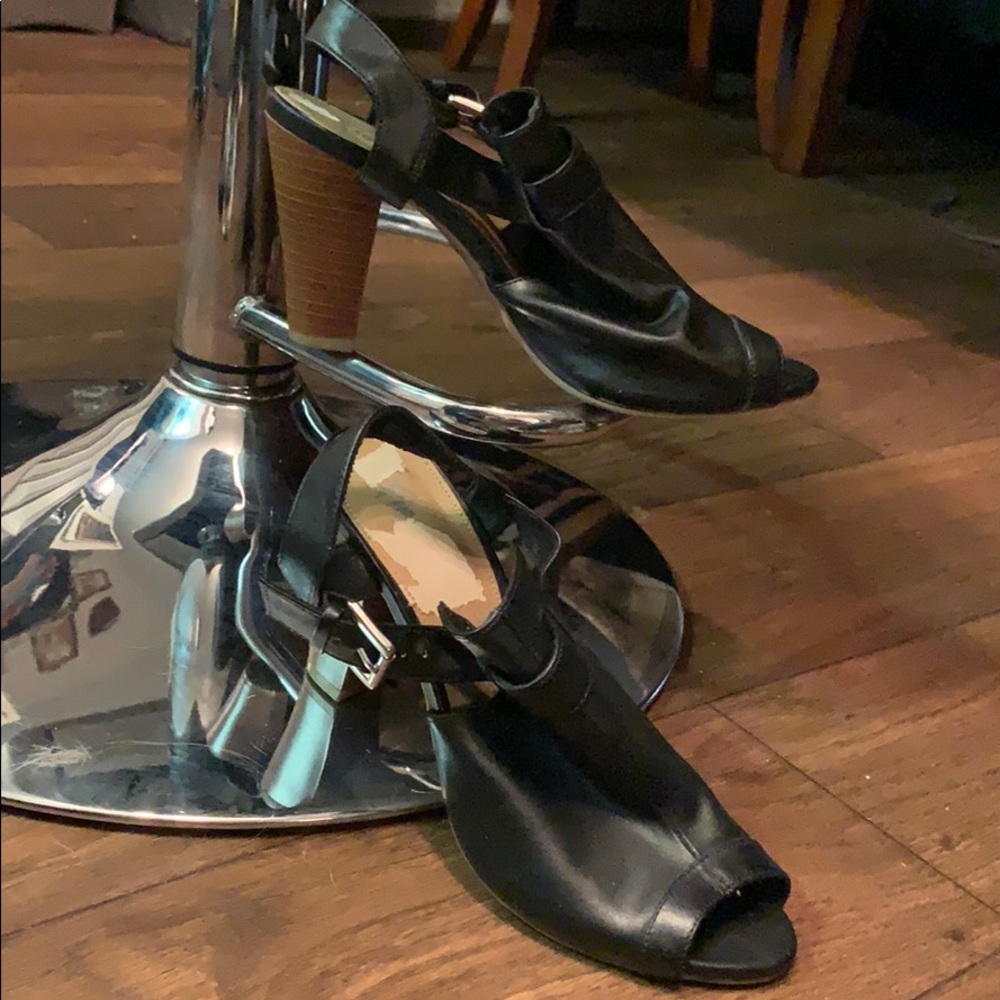 Peep toe high heel booties